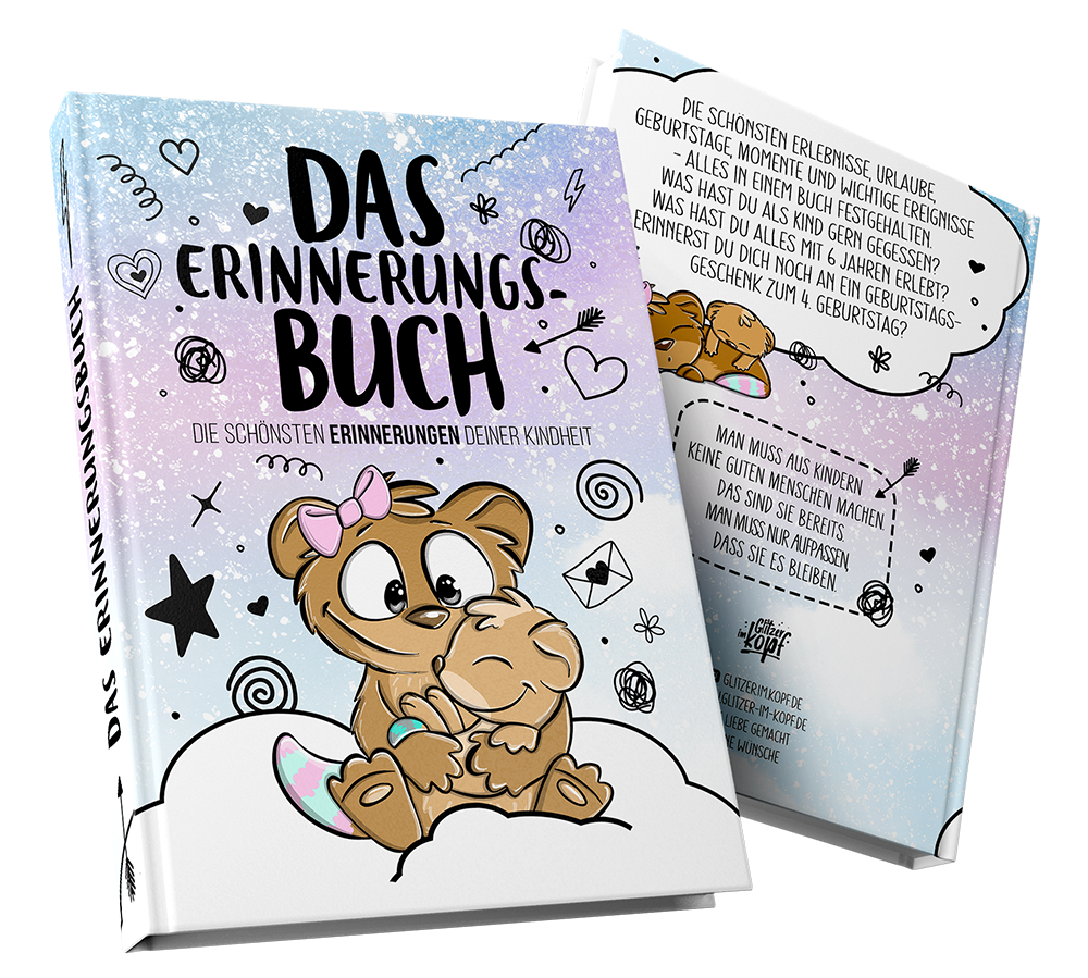 Erinnerungsbuch – Liebevoll gestaltetes Buch zum Festhalten der schönsten Kindheitserinnerungen. - Einhorn Mina Buch