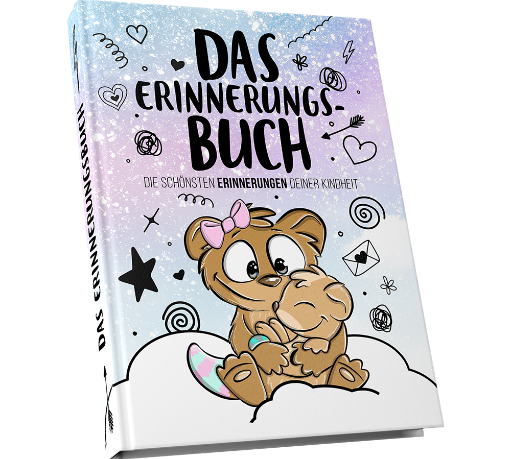 Erinnerungsbuch – Liebevoll gestaltetes Buch zum Festhalten der schönsten Kindheitserinnerungen. - Einhorn Mina Buch